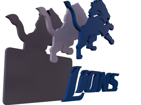 Detroit Lions Logo Shield Printable and Renderable 3D Print Model