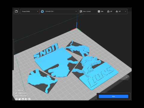 Detroit Lions Logo Shield Printable and Renderable 3D Print Model