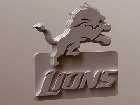 Detroit Lions Logo Shield Printable and Renderable 3D Print Model