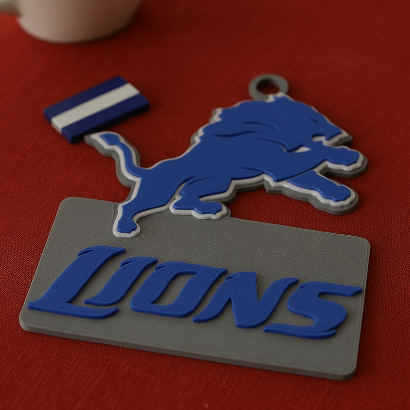 Detroit Lions Logo Shield Printable and Renderable 3D Print Model .c4d .max .obj .3ds .fbx .stl .blend