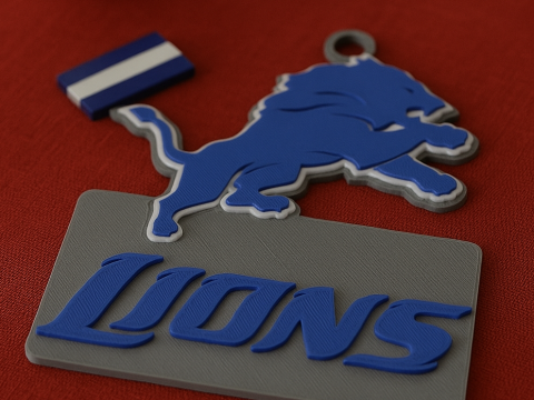 Detroit Lions Logo Shield Printable and Renderable 3D Print Model