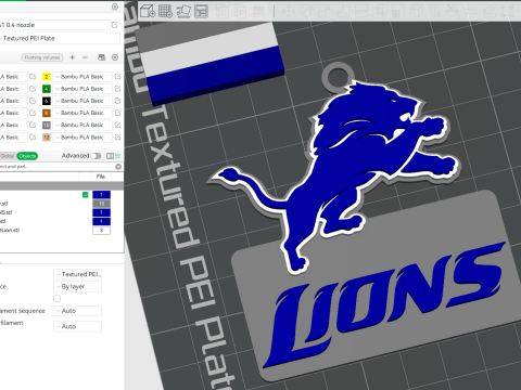 Detroit Lions Logo Shield Printable and Renderable 3D Print Model