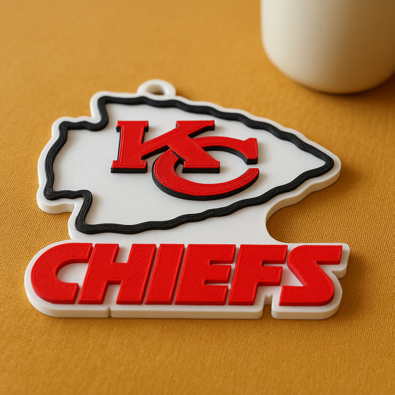 Kansas City Chiefs Logo Keychain Shield color Printable and Renderable 3Dプリントモデル .c4d .max .obj .3ds .fbx .stl .blend