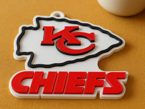 Schl&uuml;sselanh&auml;nger mit Logo der Kansas City Chiefs, Schildfarbe, druckbar und darstellbar 3D Druckmodell