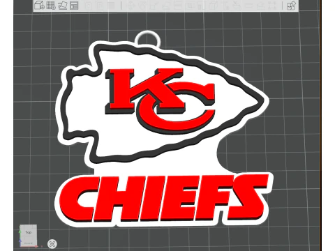 Kansas City Chiefs Logo Keychain Shield color Printable and Renderable 3D Print Model