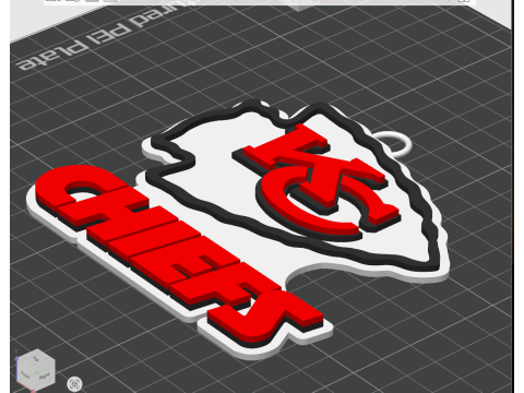 Kansas City Chiefs Logo Keychain Shield color Printable and Renderable 3Dプリントモデル