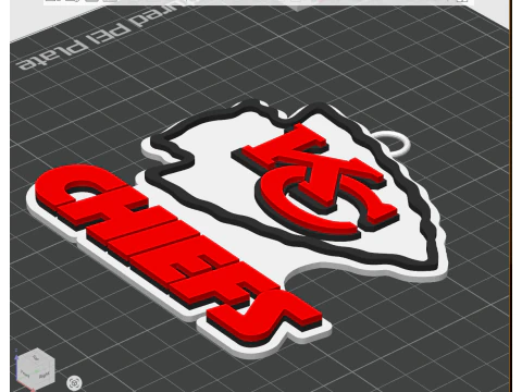 Kansas City Chiefs Logo Keychain Shield color Printable and Renderable 3D Print Model