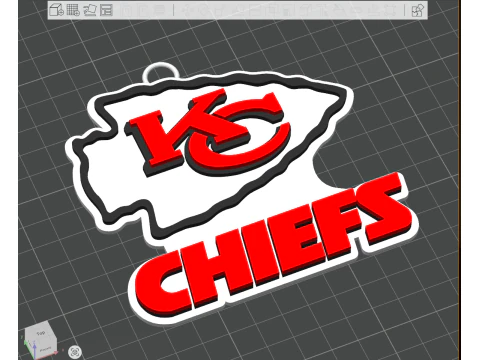 Kansas City Chiefs Logo Keychain Shield color Printable and Renderable 3D Print Model