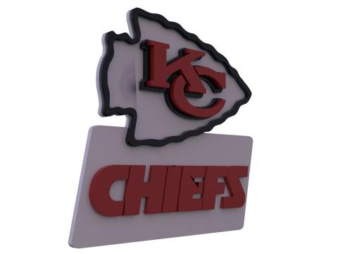 Kansas City Chiefs Logo Shield Printable and Renderable 3D-printmodel