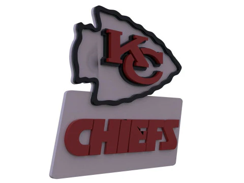 Kansas City Chiefs Logo Keychain Shield color Printable and Renderable 3D Print Model