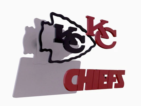 Kansas City Chiefs Logo Keychain Shield color Printable and Renderable 3D Print Model