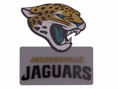 Jacksonville Jaguars Logo Shield Printable and Renderable 3D Print Model