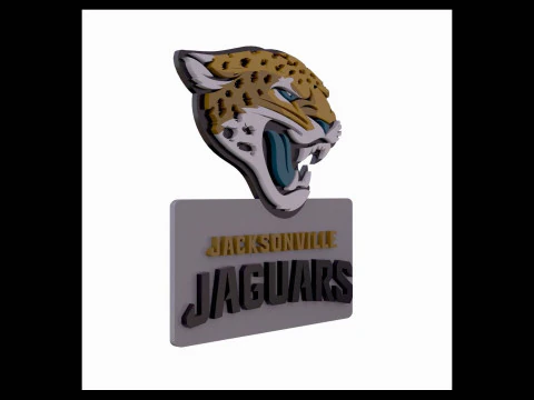 Jacksonville Jaguars Logo Shield Printable and Renderable 3D Print Model