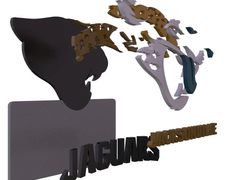 Jacksonville Jaguars Logo Shield Printable and Renderable 3D Print Model
