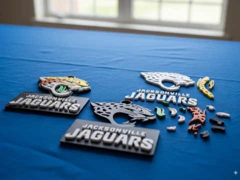 Jacksonville Jaguars Logo Shield Printable and Renderable 3D Print Model