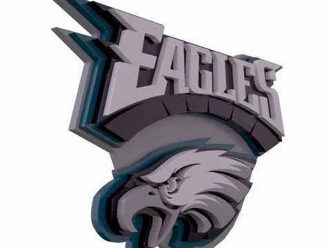 Philadelphia Eagles Logo Shield Printable and Renderable 3D Print Model