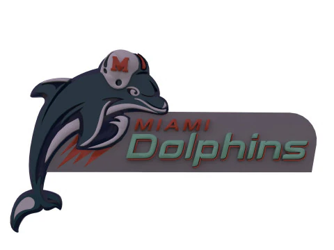 Miami Dolphins Logo Shield Printable and Renderable 3D Print Model