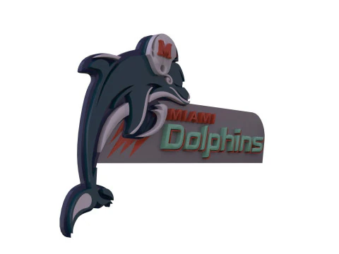 Miami Dolphins Logo Shield Printable and Renderable 3D Print Model