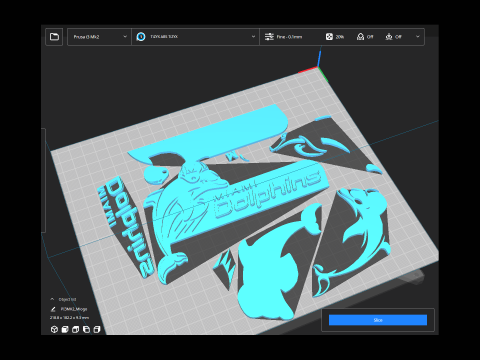 Miami Dolphins Logo Shield Printable and Renderable 3D-Druckmodell