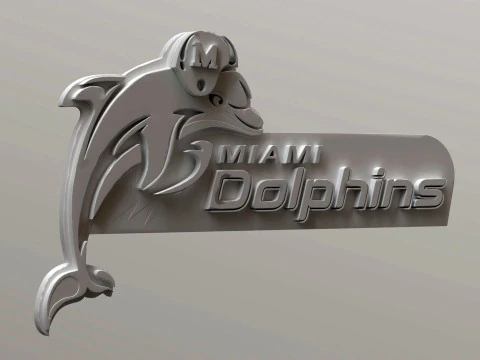 Miami Dolphins Logo Shield Printable and Renderable 3D Print Model