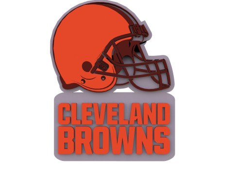 Cleveland Browns Logo Shield Printable and Renderable 3D Print Model
