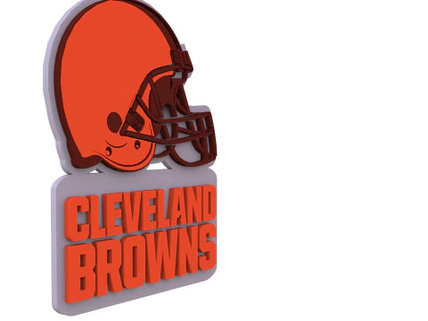 Cleveland Browns Logo Shield Printable and Renderable 3D Print Model