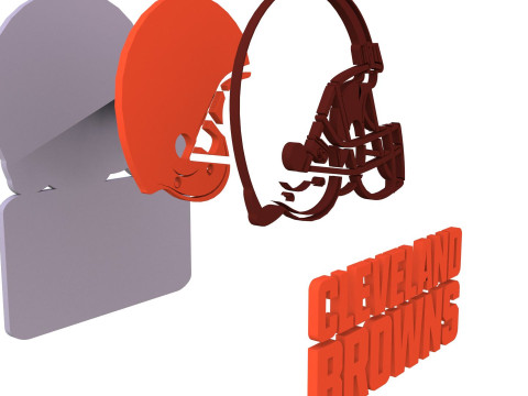 Cleveland Browns Logo Shield Printable and Renderable 3D Print Model
