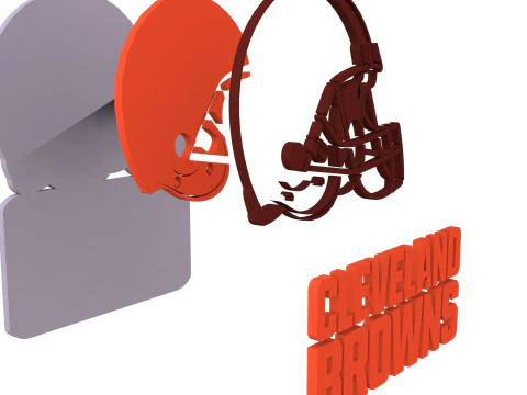 Cleveland Browns Logo Shield Printable and Renderable 3D Print Model