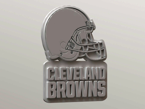 Cleveland Browns Logo Shield Printable and Renderable 3D Print Model