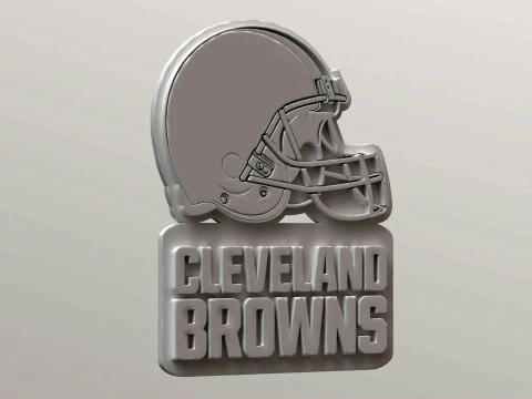 Cleveland Browns Logo Shield Printable and Renderable 3D Print Model