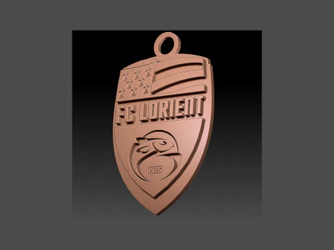Emblema do FC Lorient-Bretagne Sud para impress&atilde;o e renderiza&ccedil;&atilde;o Modelo de Impressão 3D
