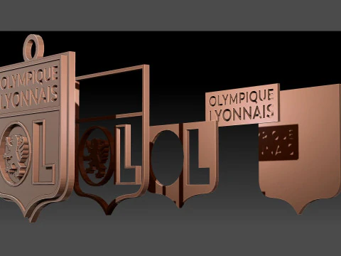 Olympique Lyonnais badge Printable and Renderable 3D Print Model