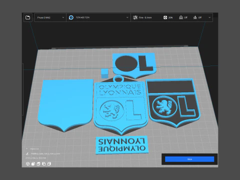 Olympique Lyonnais badge Printable and Renderable 3D Print Model