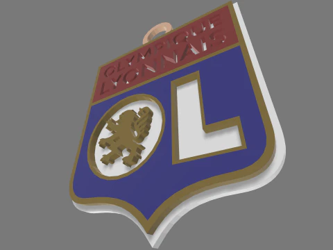 Olympique Lyonnais badge Printable and Renderable 3D Print Model