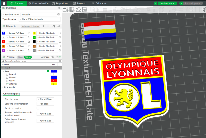 Olympique Lyonnais badge Printable and Renderable 3D-Druckmodell .c4d .max .obj .3ds .fbx .stl .blend