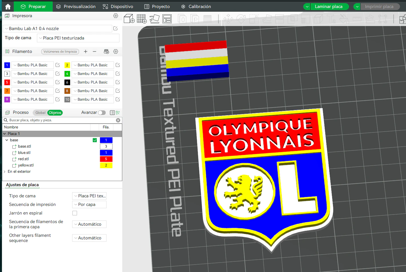 Olympique Lyonnais badge Printable and Renderable 3D Print Model .c4d .max .obj .3ds .fbx .stl .blend 