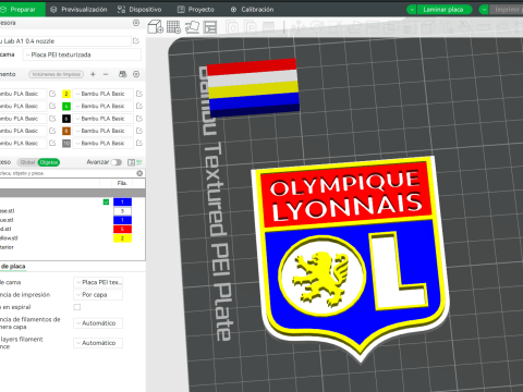 Olympique Lyonnais badge Printable and Renderable Modello di stampa 3D