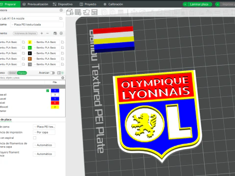 Emblema do Olympique Lyonnais para impress&atilde;o e renderiza&ccedil;&atilde;o Modelo de Impressão 3D
