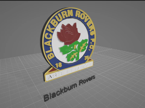 Blackburn Rovers FC keychain Logo Printable and Renderable 3D Print Model