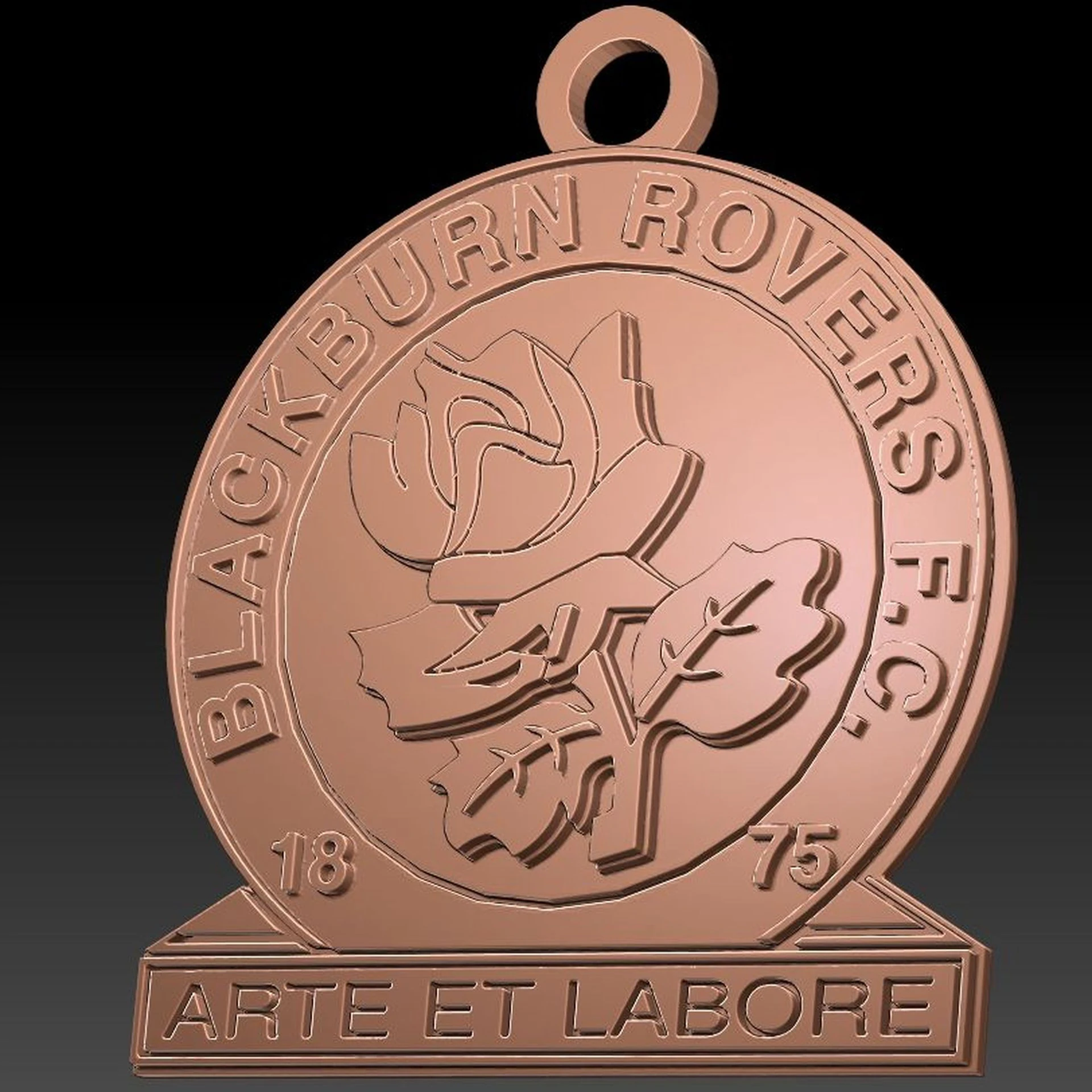 Blackburn Rovers FC keychain Logo Printable and Renderable 3D Print Model .c4d .max .obj .3ds .fbx .stl .blend