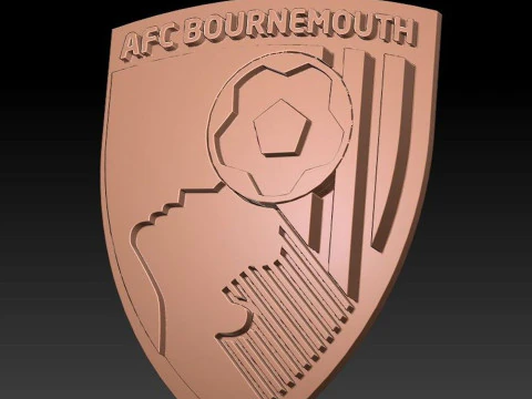 본머스 Fc 키체인 로고 인쇄 및 렌더링 가능 3D 프린트 모델