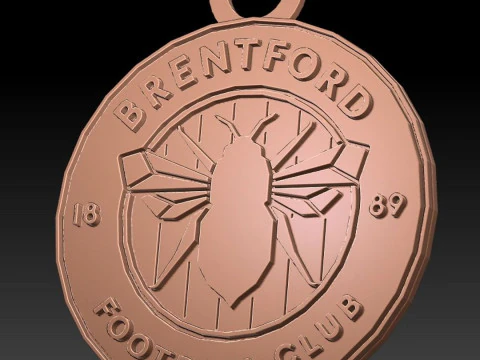 Brentford 키체인 로고 인쇄 및 렌더링 가능 3D 프린트 모델