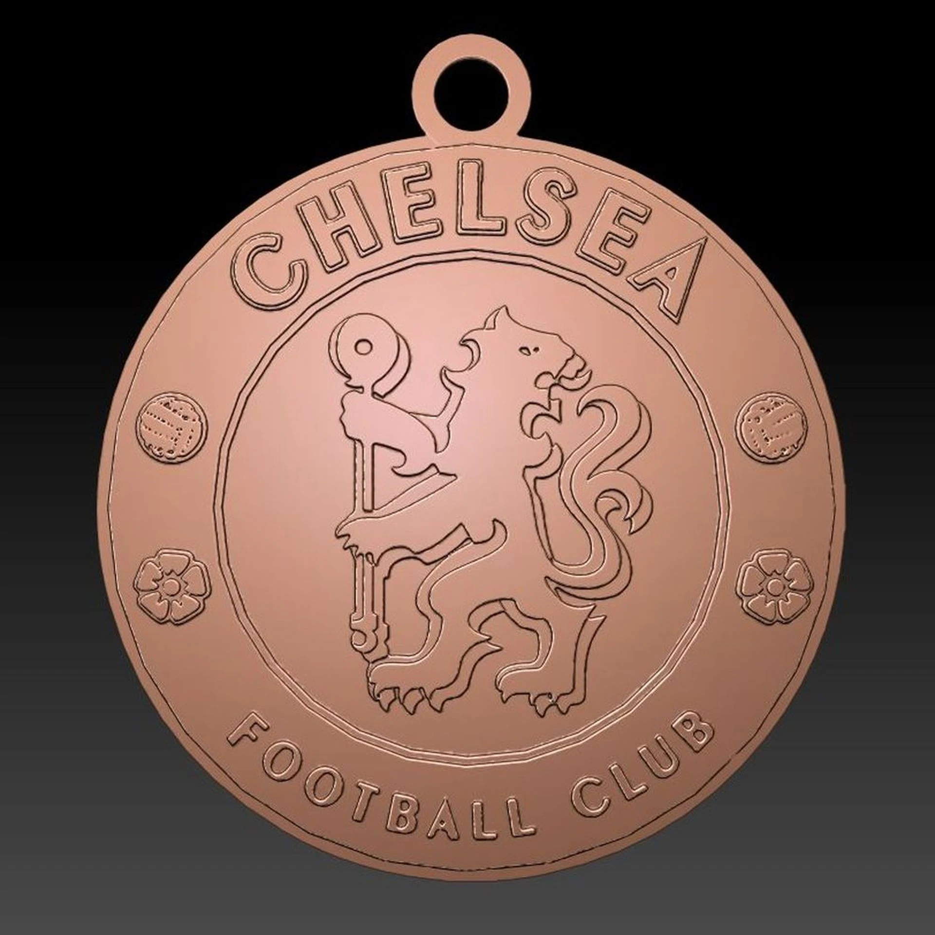 Chelsea FC keychain Logo Printable and Renderable 3D Print Model .c4d .max .obj .3ds .fbx .stl .blend 