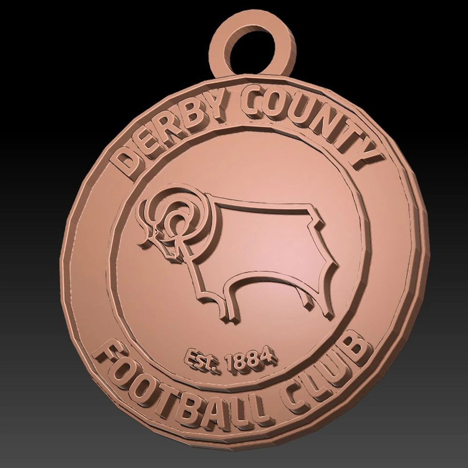 Derby County FC keychain badge Printable and Renderable 3D Print Model .c4d .max .obj .3ds .fbx .stl .blend