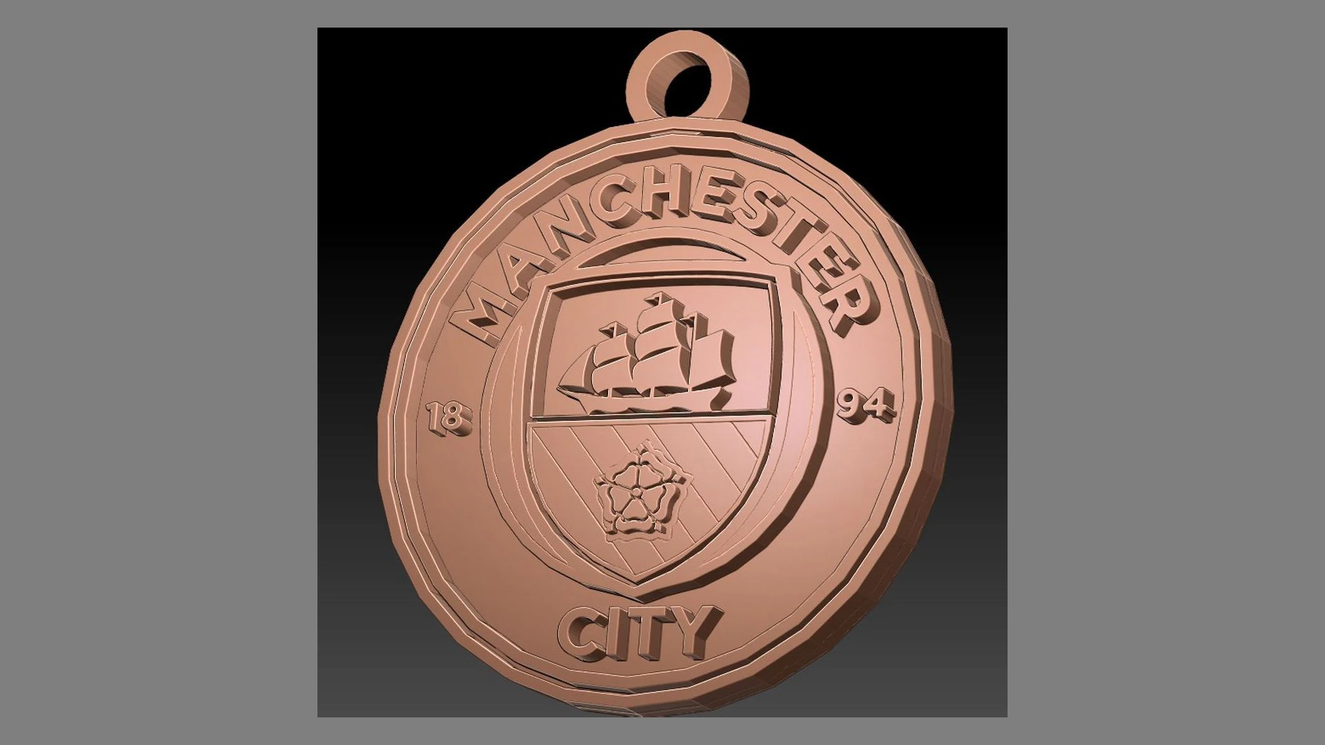Manchester City FC keychain badge Printable and Renderable 3D Print Model .c4d .max .obj .3ds .fbx .stl .blend 
