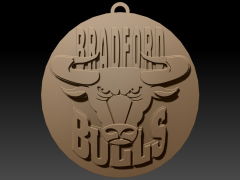 Bradford Bulls Keychain Badge Printable Modelo de Impressão 3D