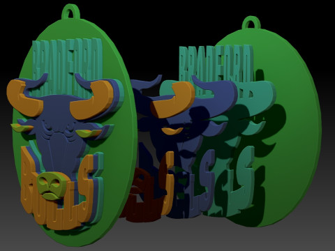 Bradford Bulls Keychain Badge Printable Modelo de Impressão 3D