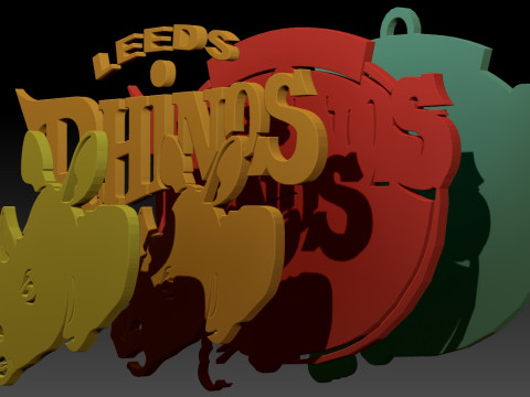 Leeds Rhino Keychain Badge Printable 3D Baskı Modeli