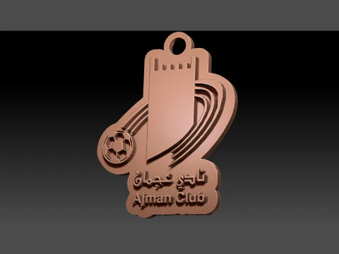 Gantungan kunci lencana Ajman Club dapat dicetak dan dirender Model Cetak 3D