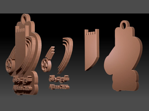Ajman Club badge keychain printable and renderable Modelo de Impressão 3D